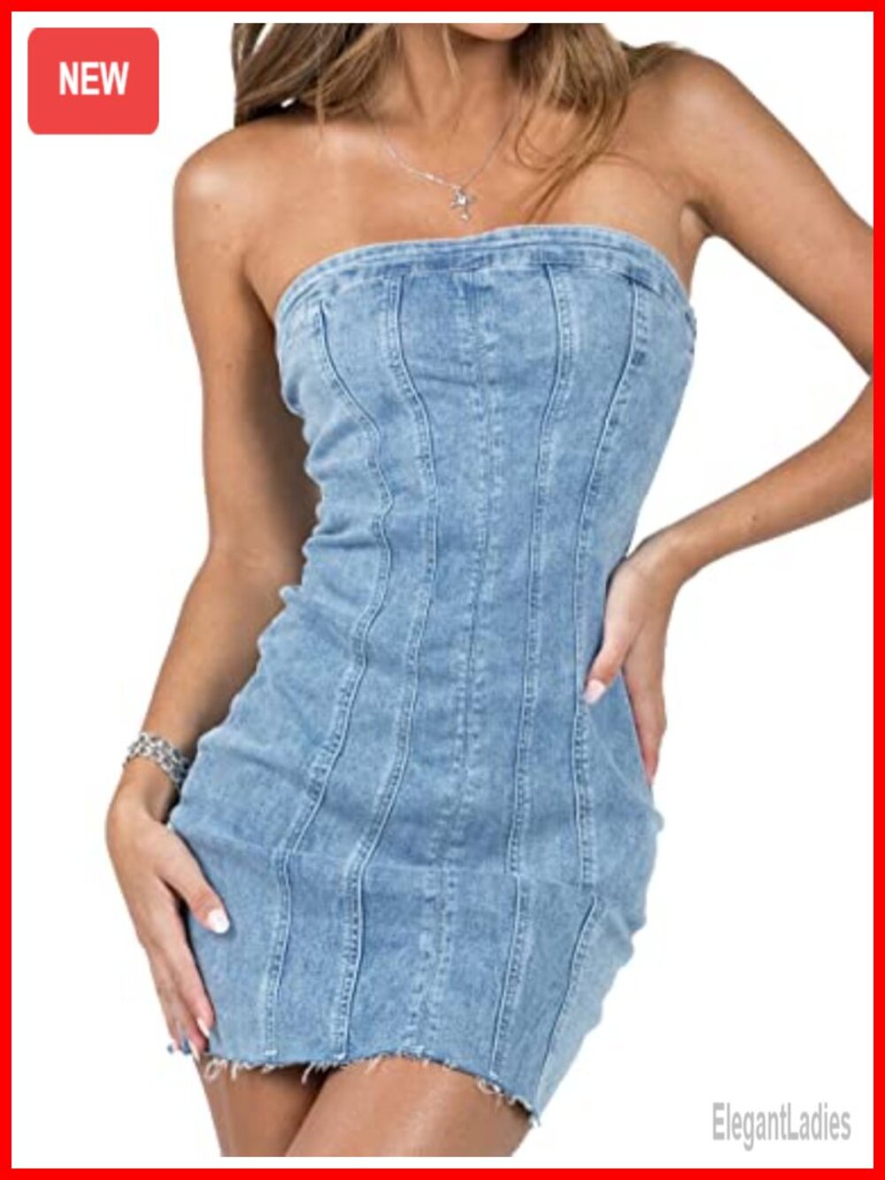 Sexy Denim Mini Bodycon Dress Spaghetti Strap Club Night Out